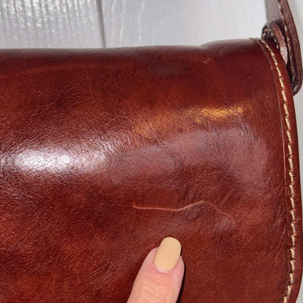 SALE💥Italian Leather Oversized ‘H’ Crossbody Vera Pelle Made in Italy Cognac - Picture 14 of 16